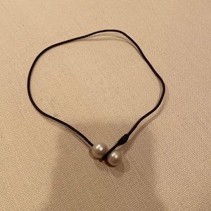 Vincent Peach leather and pearl necklace